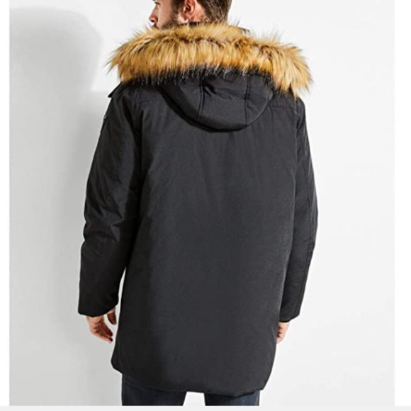 GUESS Men's Luke Faux-Fur Trim Puffer Jacket - Picture 2 of 4